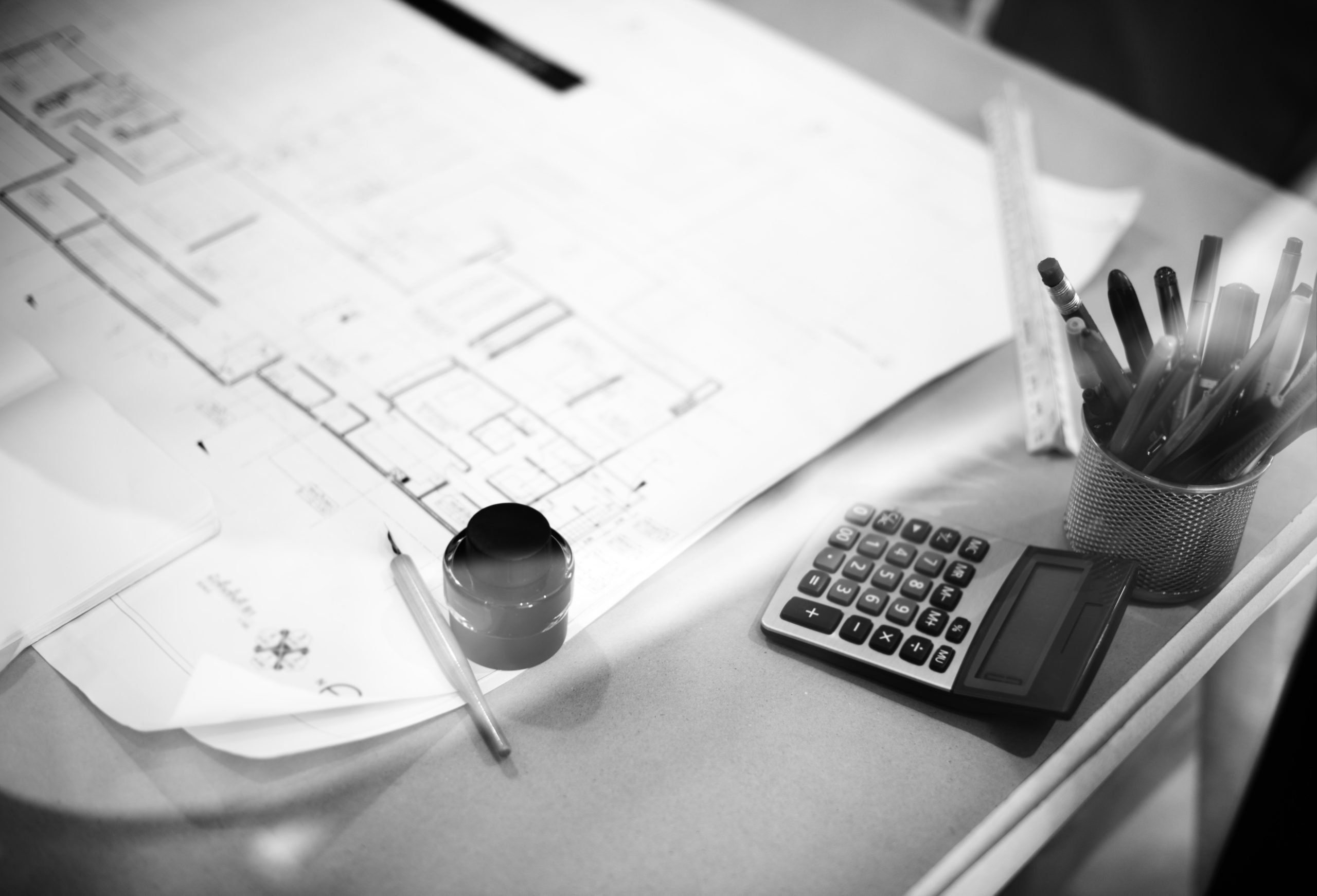 Closeup of blueprint architecture layout plan